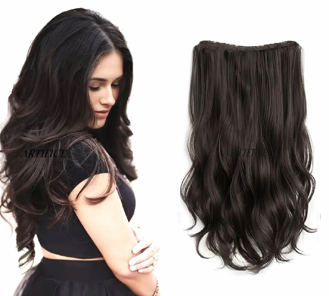 Artifice 5 Clips 24" Curly/Wavy Half Head Hair Extension Natural Dark Brown