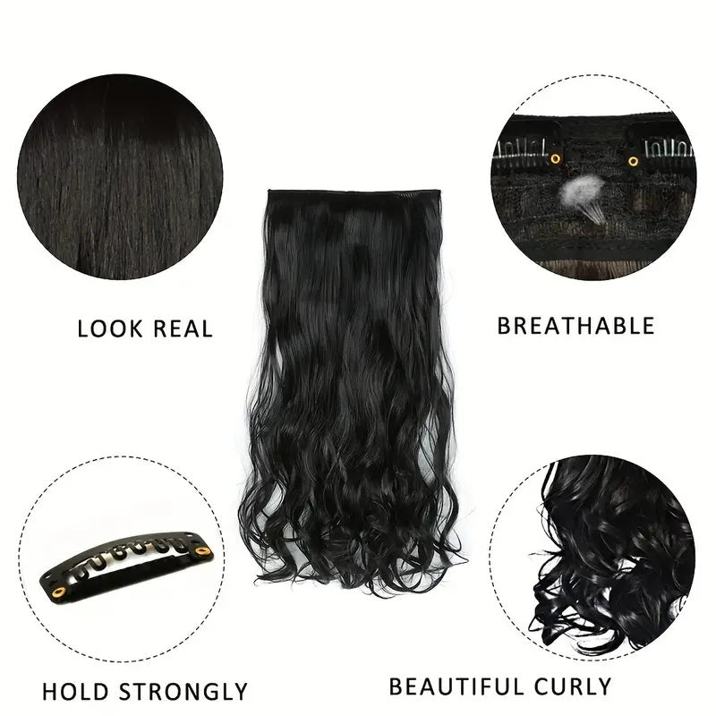Artifice 5 Clips 24" Curly/Wavy Half Head Hair Extension Natural Dark Brown
