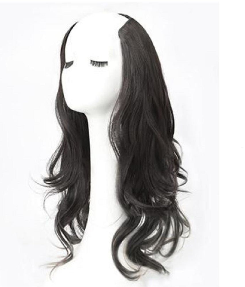 Artifice 5 Clip 24 Inch Long Curly/ Wavy Half Head Hair Extension For Girls Black