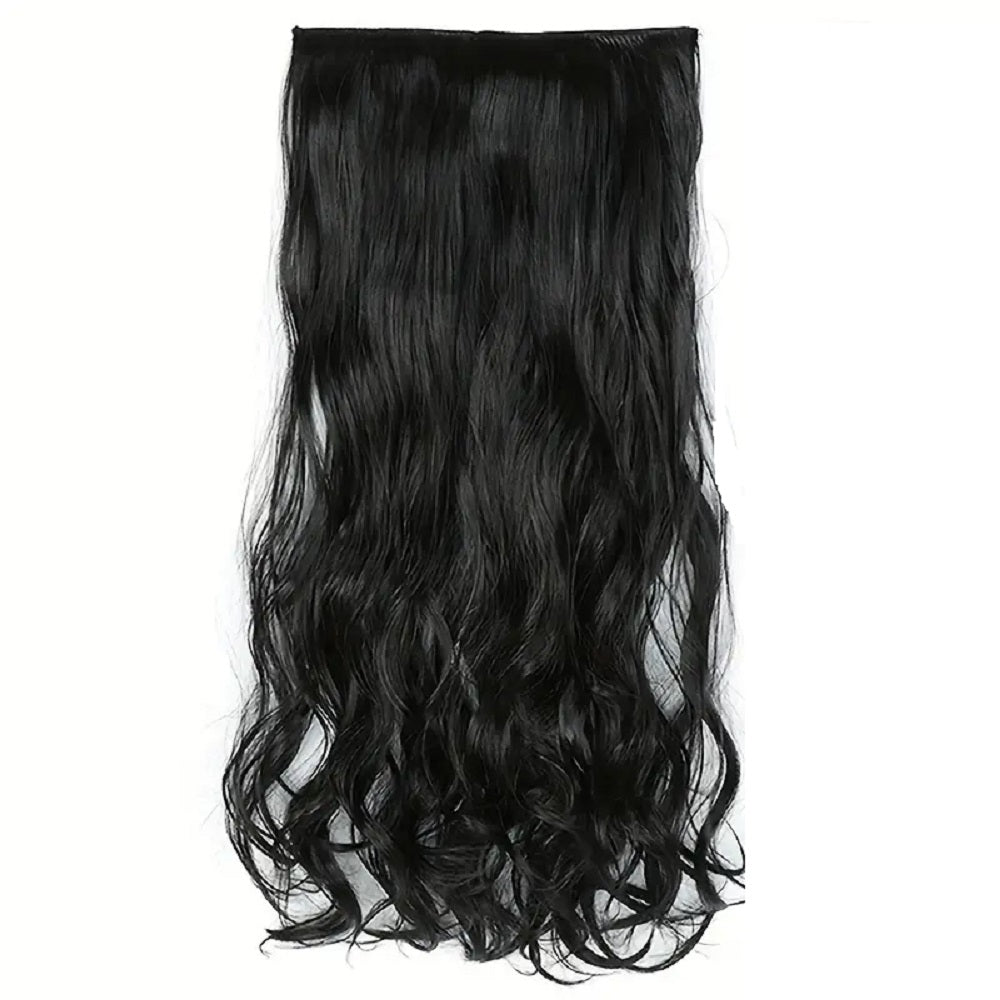 Artifice 5 Clip 24 Inch Long Curly/ Wavy Half Head Hair Extension For Girls Black
