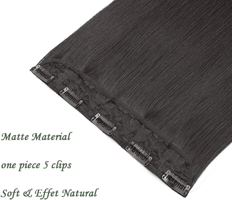 Artifice 5 Clip 24 Inches Long Straight Clip in Hair Extensions for Women Natural Soft Clip on Synthetic Thick Hairs Natural Black