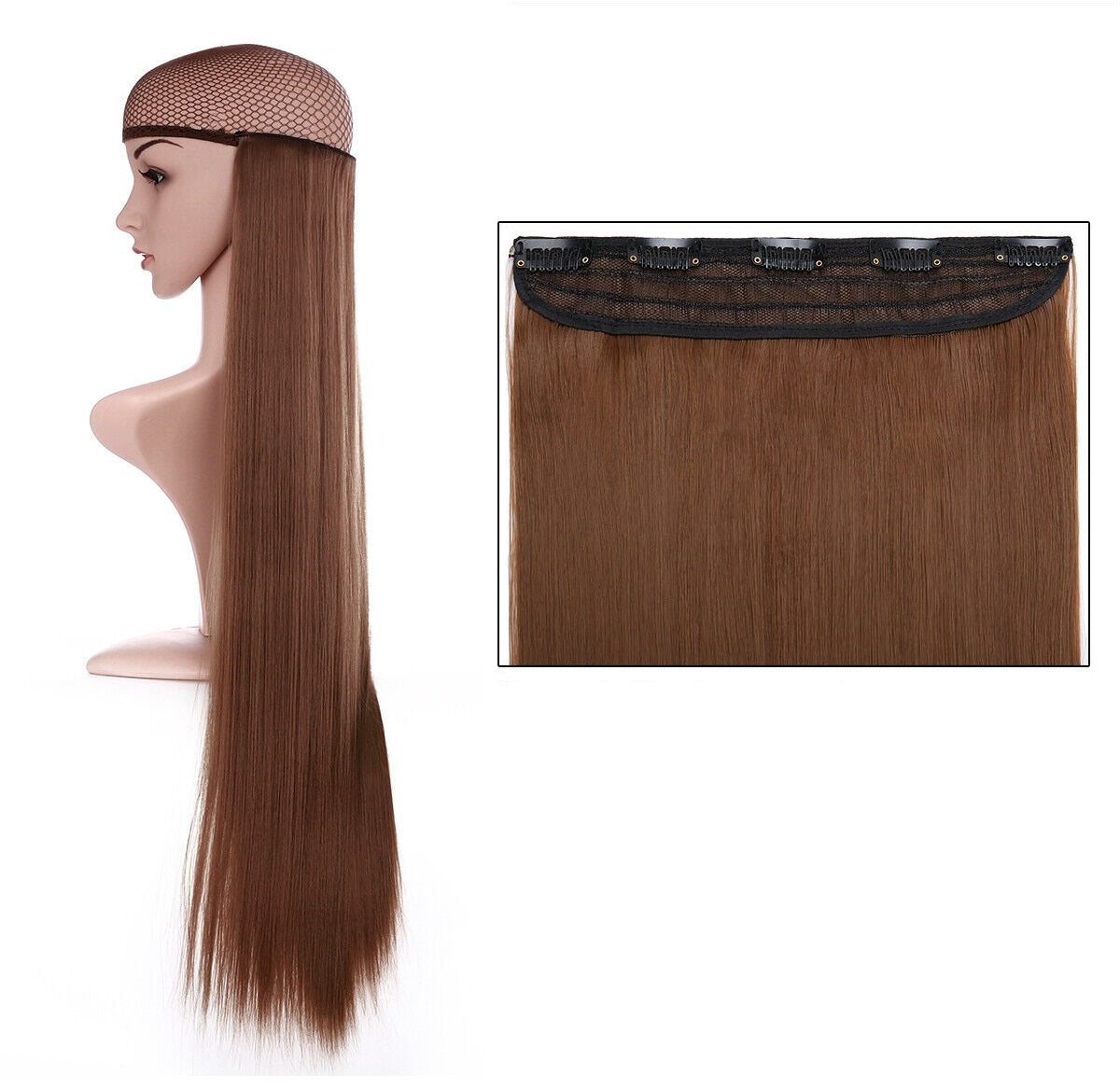 Artifice 5 Clip 24 inch Long Straight Hair Extension For Girls Light Brown