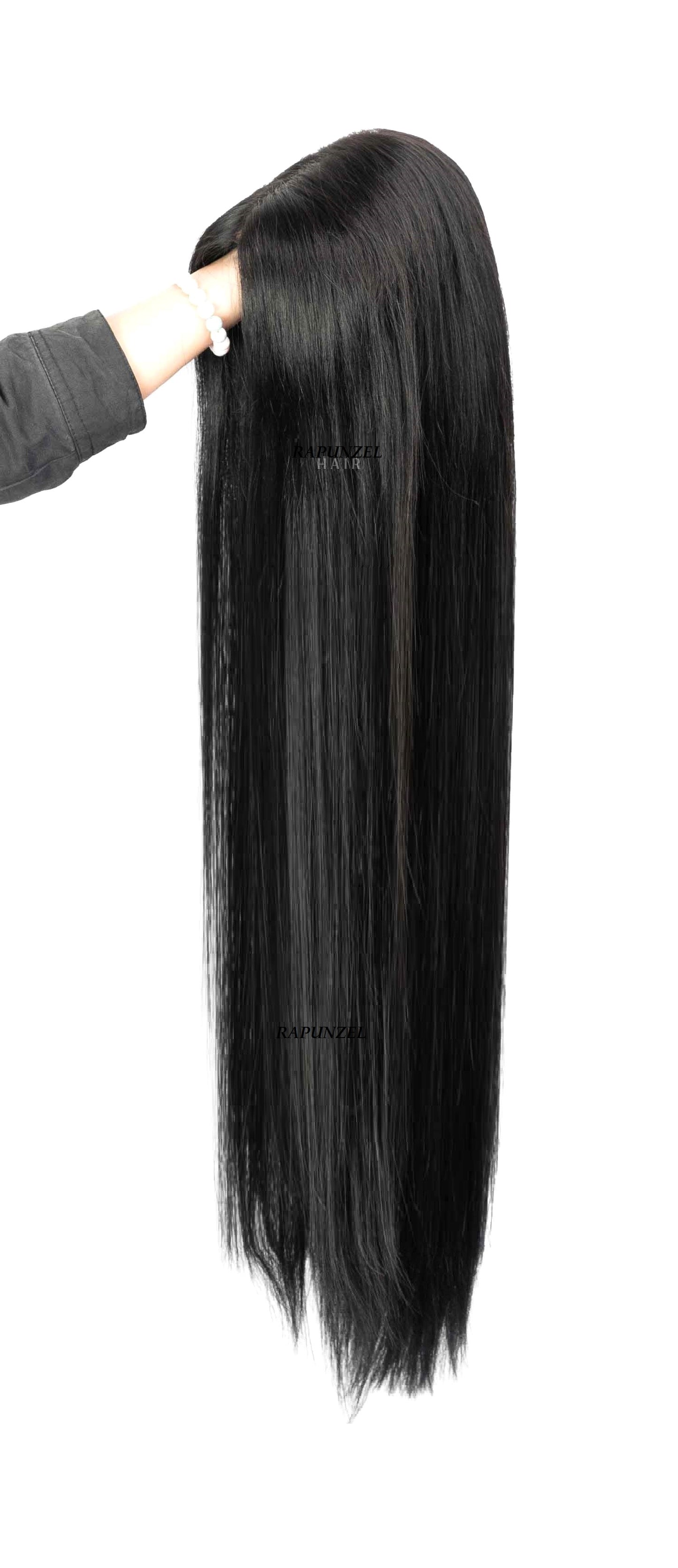 AirSky 36 Inches Long Full Head Cover Hair Wig Extension with Wig Cap Natural Black