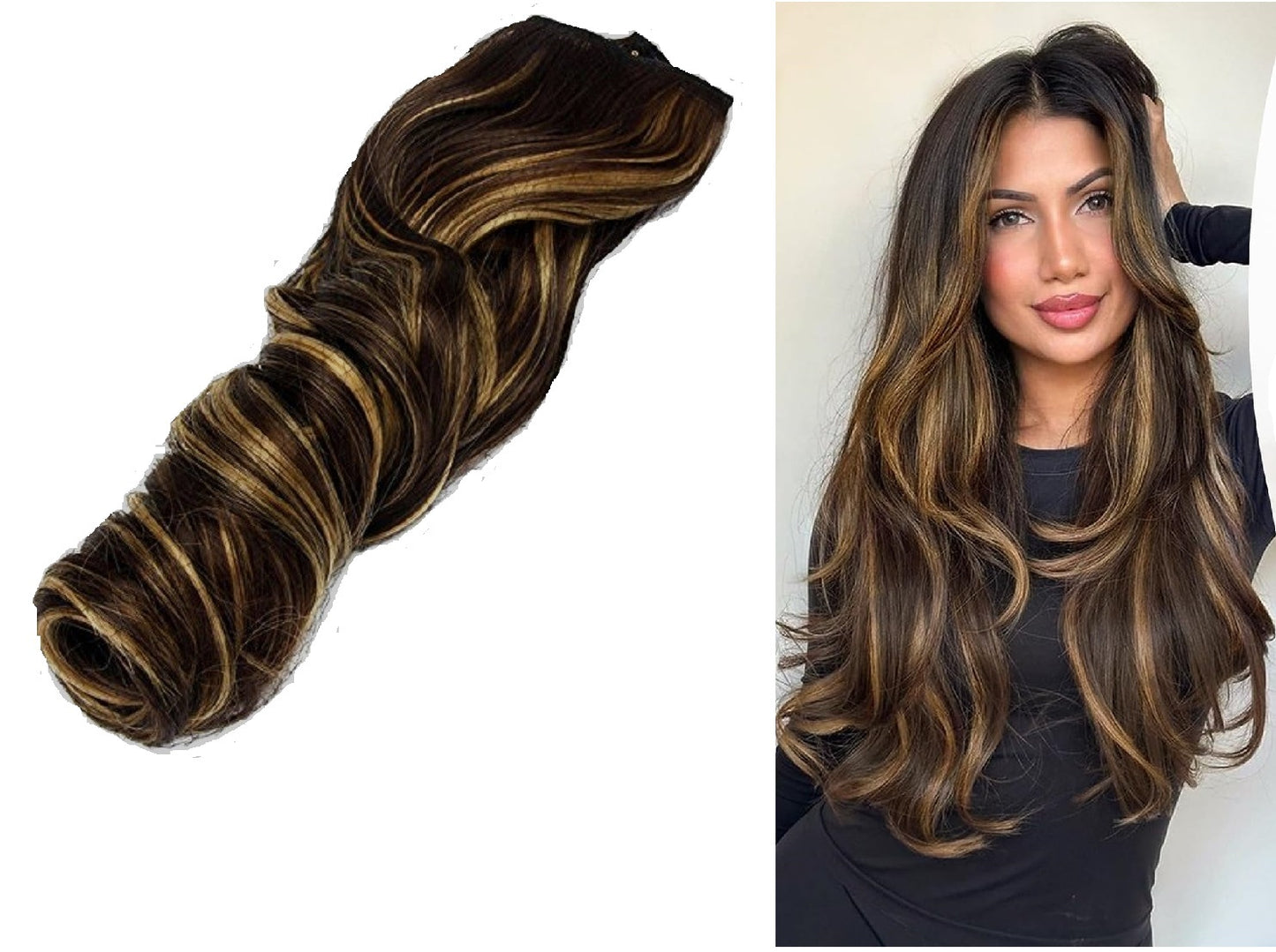 Artifice 5 Clip 22 Inches Curly Wavy Hair Extension Blonde With Brown
