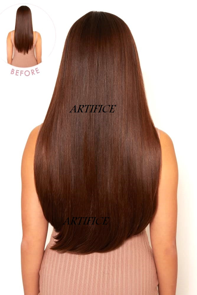 Artifice 5 Clip 24 Inches Straight Hair Extension Maroon With Brown