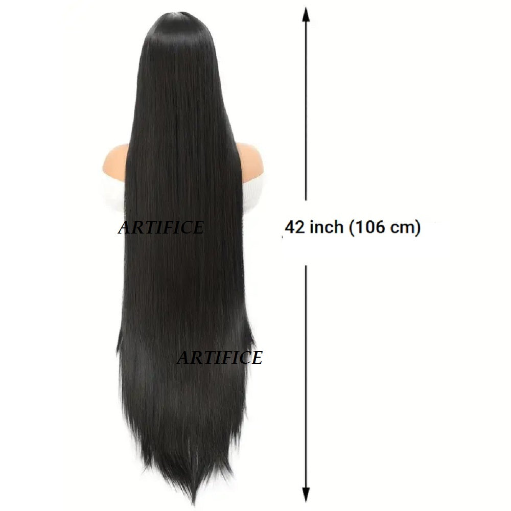 Artifice 5 Clip 42 INCH Super Long Straight Clip in Hair Extensions for Women Natural Soft synthetic Thick Hairs for Any Event for Girls Color Dark Brown