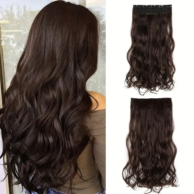 Artifice 5 Clip 22 Inches Curly Wavy Hair Extension Maroon With Brown