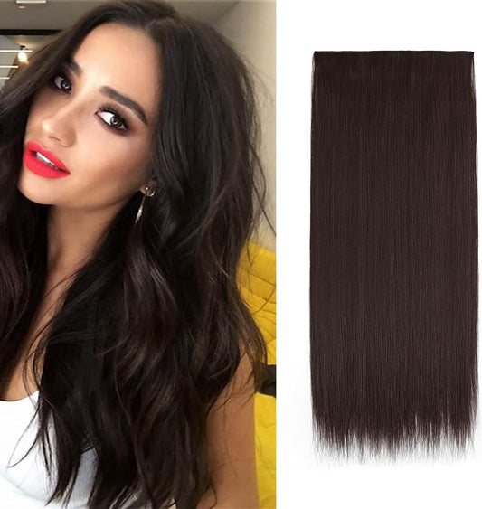Artifice 5 Clip 24 Inches Long Straight Clip in Hair Extensions for Women Natural Soft Clip on Synthetic Thick Hairs Natural Brown