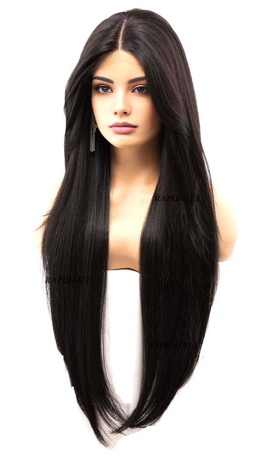 AirSky 36 Inches Long Full Head Cover Hair Wig Extension with Wig Cap Natural Brown