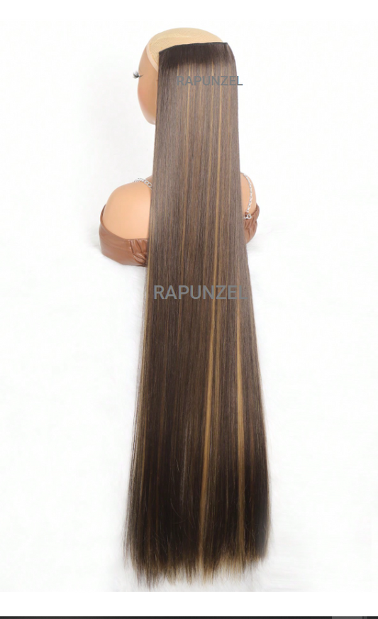 Artifice 5 Clip Super Long Straight Clip in Hair Extensions for Women Natural Soft Clip on Extensions Synthetic Thick Hairs for Any Event for Girls Hair Extension 42 inch Brown Mix Blonde Highlighted