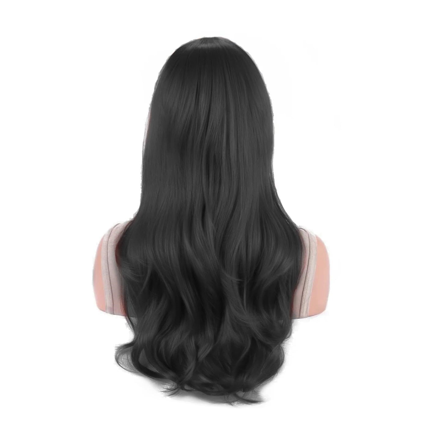 AirSky 24 Inches Long Curly Wavy Full Head Hair Wig Extension With Hair Wig Royal Black
