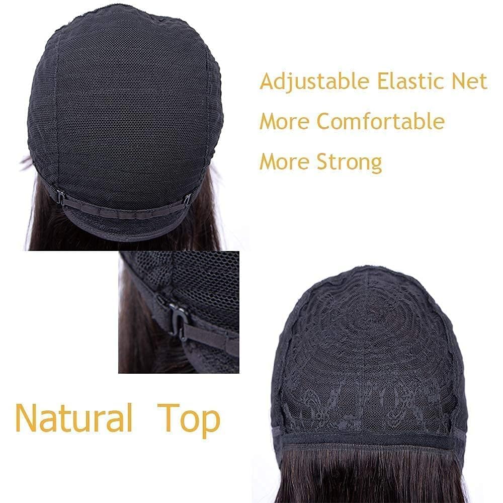 AirSky 36 Inches Long Full Head Cover Hair Wig Extension with Wig Cap Natural Brown