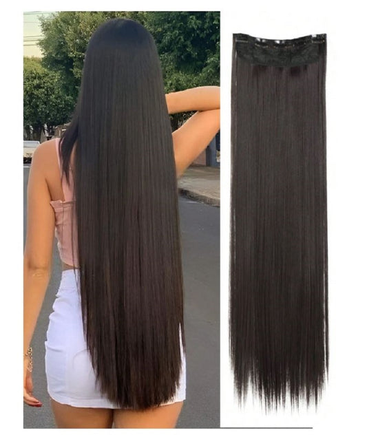 Artifice 5 Clip 32 inch Long Straight Clip in Hair Extensions for Women Natural Soft Clip Synthetic Thick Hairs for Any Event for Girls Dark Brown